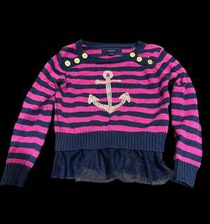 Nautica Girls' Striped & Anchor Sweater size 3T